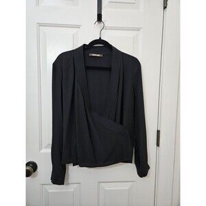Roberto Cavalli Wrap Top Blouse  Black Silk Women's Size 44 /US Size 12
